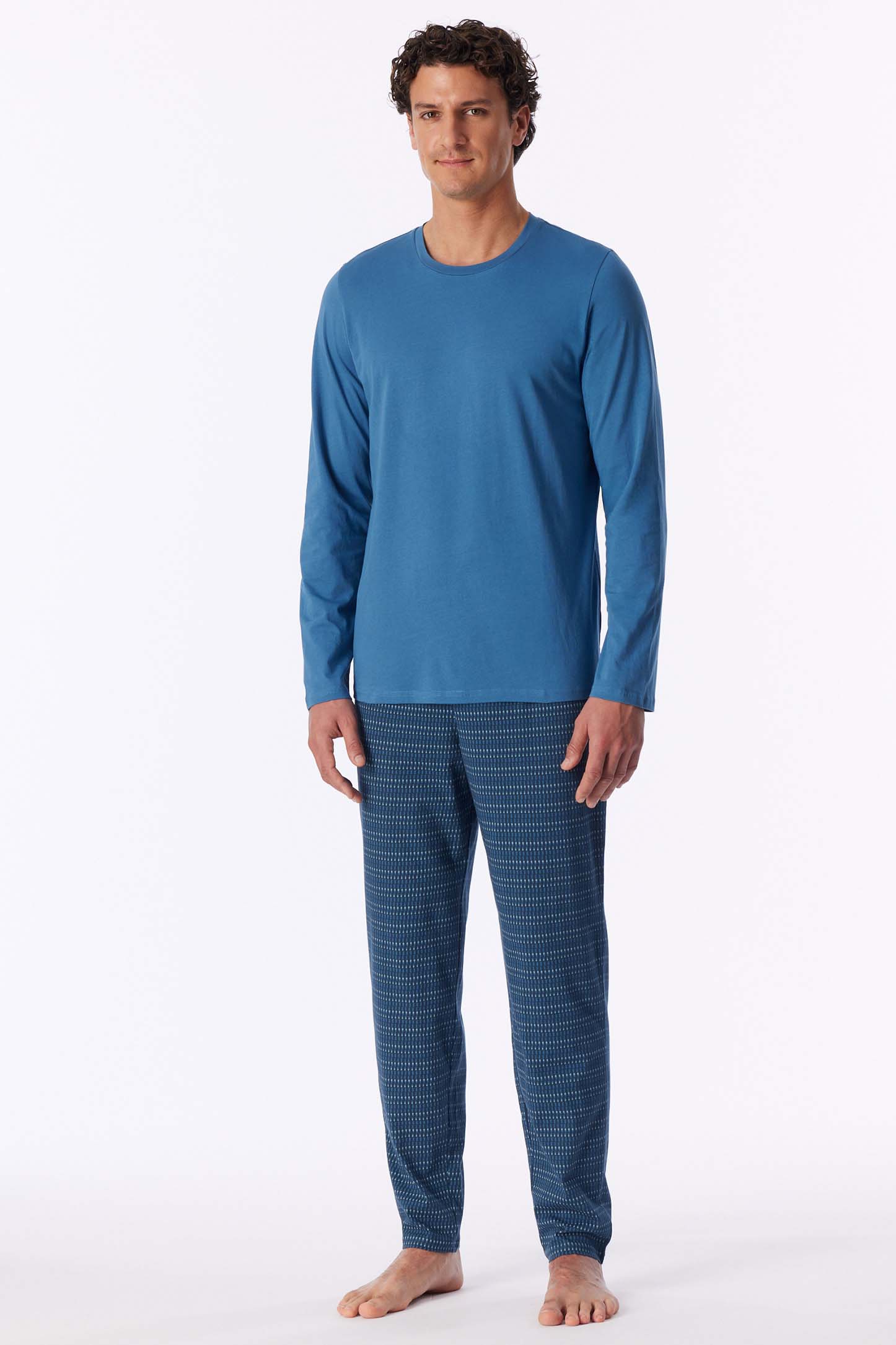 Schiesser Pyjama aqua met rechte pijpen